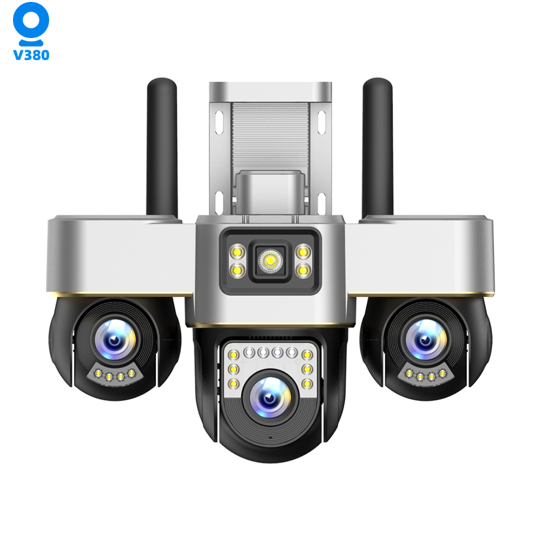 V380 New 3 Lens Move & 3 Screen WiFi Camera – Full Coverage Smart Security