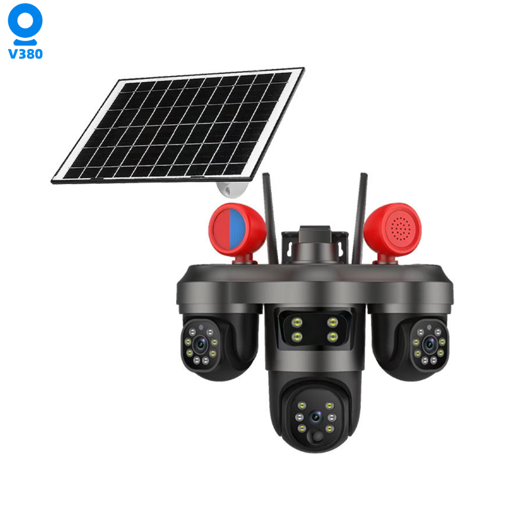 V380 Top Selling 4G Sim Card 15mp Solar Powered Battery Rechargeable Waterproof IP66 Outdoor Security with 3 Screens